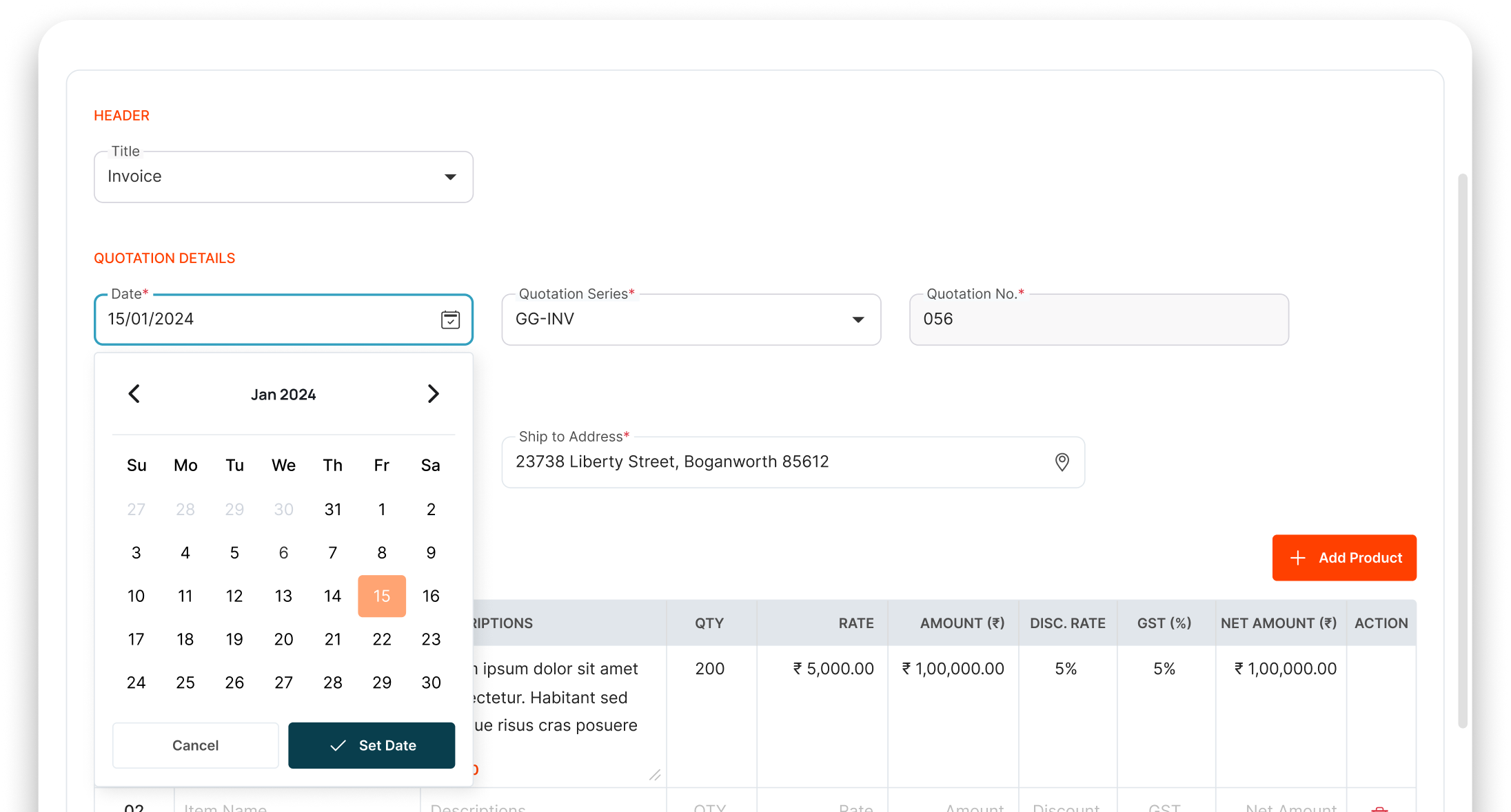 Dash Board Quotation Management Software