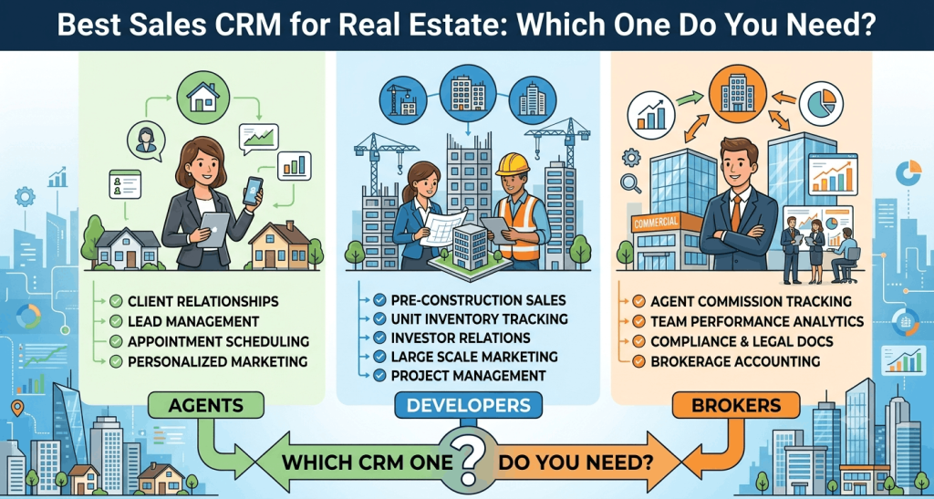Best Sales CRM for Real Estate Agents vs Developers vs Brokers: Which One Do You Need?
